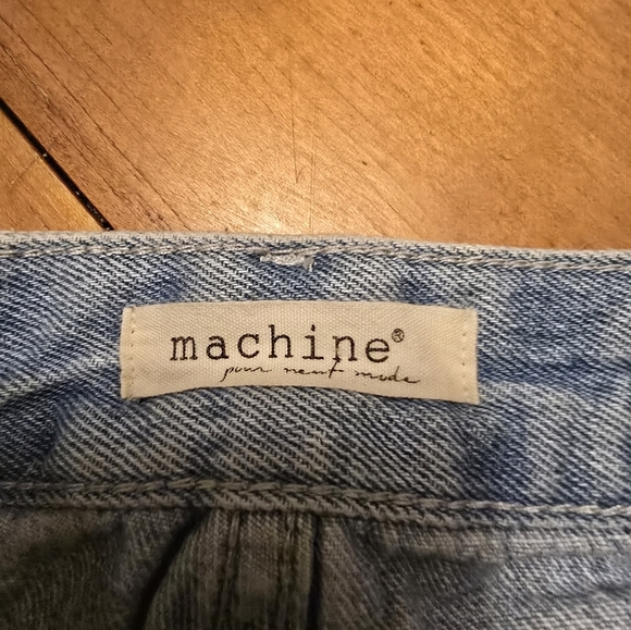 Machine Brand relaxed boyfriend jeans with one checkerboard leg. Size 0. - Picture 4 of 4